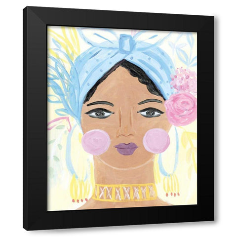 Boho Lady IV Black Modern Wood Framed Art Print by Zaman, Farida