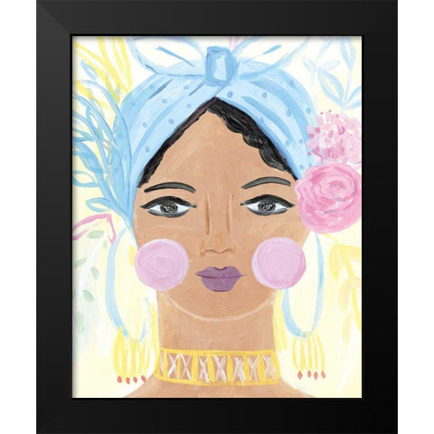 Boho Lady IV Black Modern Wood Framed Art Print by Zaman, Farida
