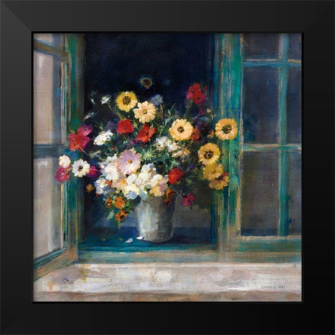 All Abloom Black Modern Wood Framed Art Print by Nai, Danhui
