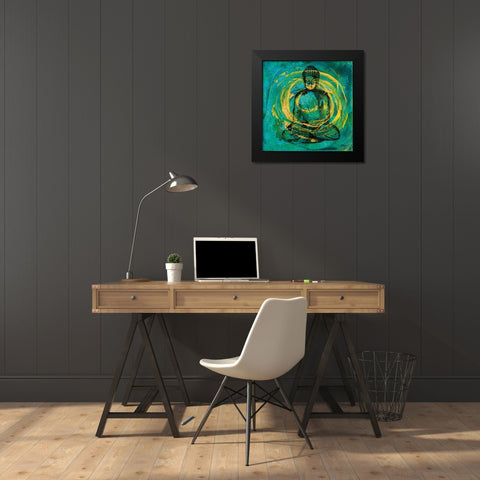Centered Buddha Black Modern Wood Framed Art Print by Day, Kellie