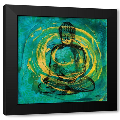 Centered Buddha Black Modern Wood Framed Art Print by Day, Kellie