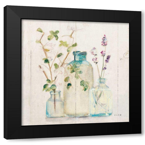 Blossoms V Light Black Modern Wood Framed Art Print with Double Matting by Blum, Cheri