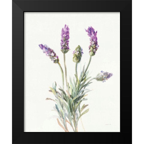 Floursack Lavender II on Linen Black Modern Wood Framed Art Print by Nai, Danhui