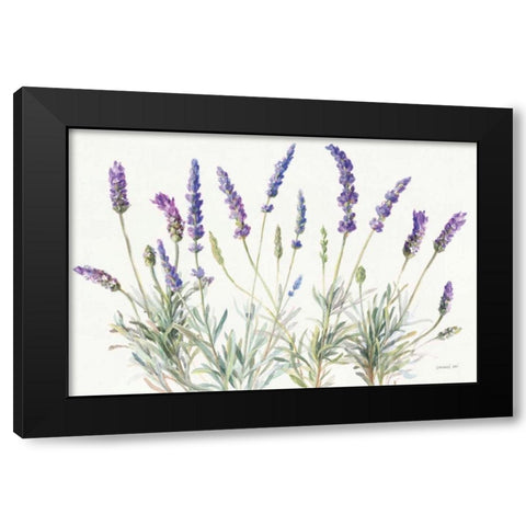 Floursack Lavender V on Linen Black Modern Wood Framed Art Print by Nai, Danhui