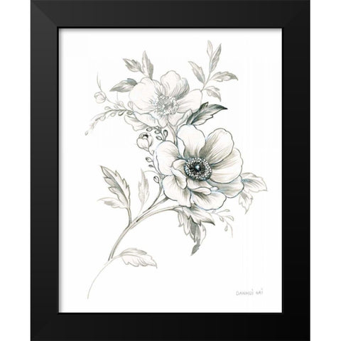 Sketchbook Garden VII BW Black Modern Wood Framed Art Print by Nai, Danhui