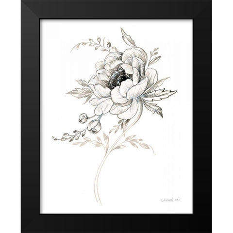 Sketchbook Garden VIII BW Black Modern Wood Framed Art Print by Nai, Danhui