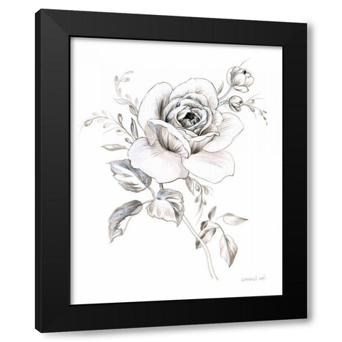 Sketchbook Garden IX BW Black Modern Wood Framed Art Print by Nai, Danhui