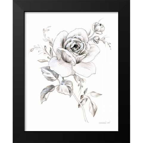 Sketchbook Garden IX BW Black Modern Wood Framed Art Print by Nai, Danhui