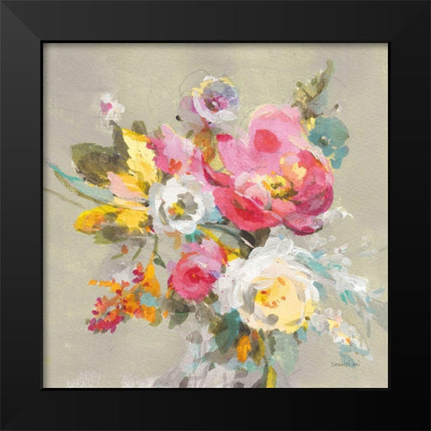 Windblown Blooms II Yellow Gray Black Modern Wood Framed Art Print by Nai, Danhui
