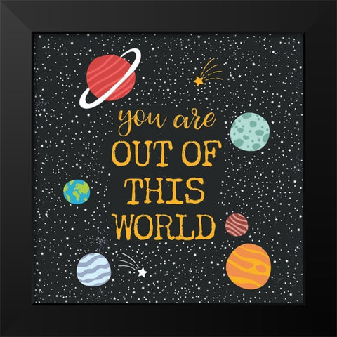 Out of this World Charcoal Sq Black Modern Wood Framed Art Print by Panganiban, Karyn