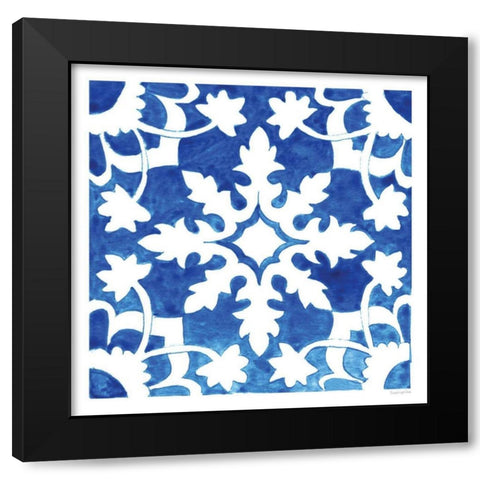 Andalusian Tile II Black Modern Wood Framed Art Print with Double Matting by Charro, Mercedes Lopez