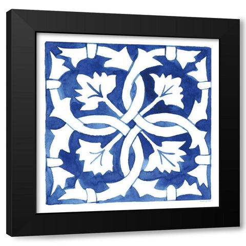 Andalusian Tile III Black Modern Wood Framed Art Print by Charro, Mercedes Lopez