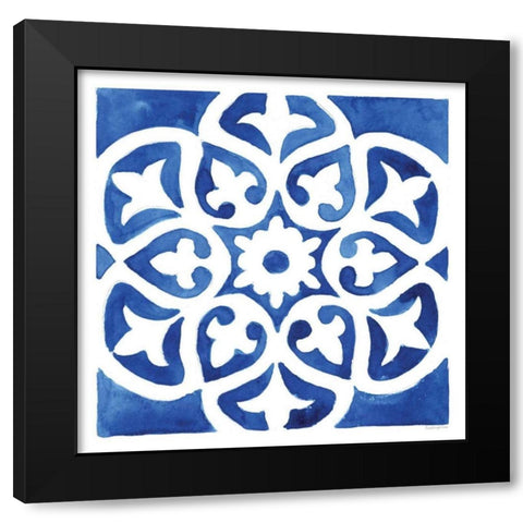 Andalusian Tile IV Black Modern Wood Framed Art Print by Charro, Mercedes Lopez