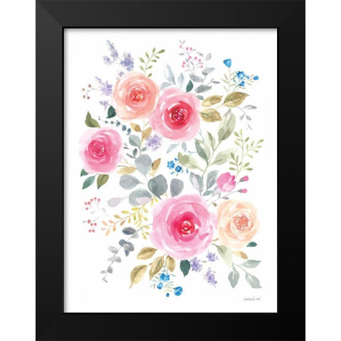 Lush Roses I Black Modern Wood Framed Art Print by Nai, Danhui