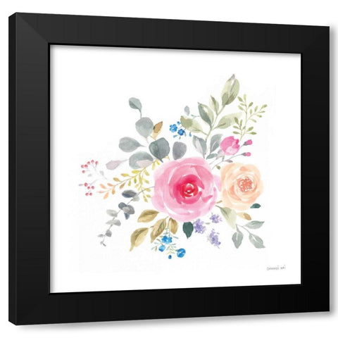Lush Roses III Black Modern Wood Framed Art Print with Double Matting by Nai, Danhui