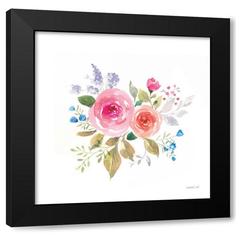Lush Roses VI Black Modern Wood Framed Art Print with Double Matting by Nai, Danhui