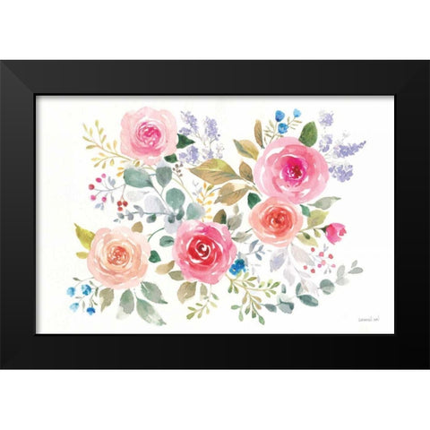 Lush Roses II Horizontal Black Modern Wood Framed Art Print by Nai, Danhui