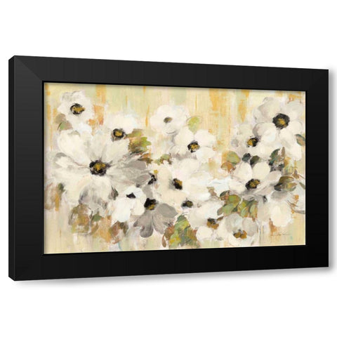 White and Green Bloom Black Modern Wood Framed Art Print with Double Matting by Vassileva, Silvia