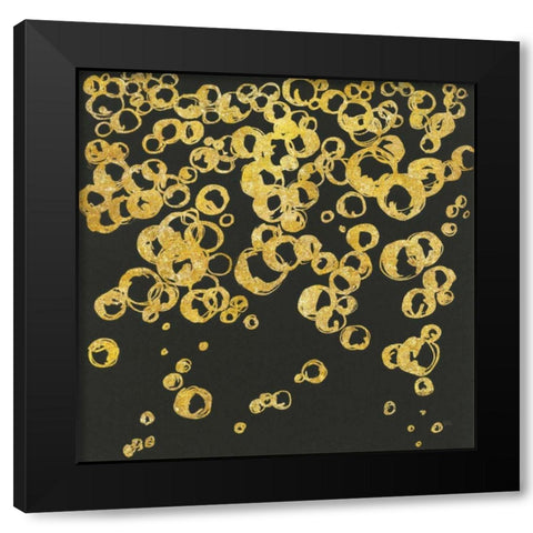 Gold Bubbles II Black Modern Wood Framed Art Print with Double Matting by Paschke, Chris