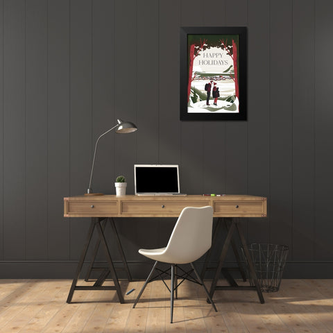 Happy Holidays Red Black Modern Wood Framed Art Print by Escalante, Omar