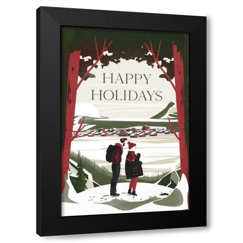 Happy Holidays Red Black Modern Wood Framed Art Print with Double Matting by Escalante, Omar