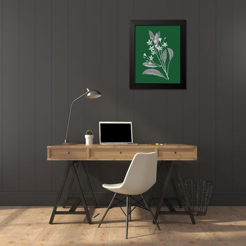 Green Botanical V Black Modern Wood Framed Art Print by Wild Apple Portfolio