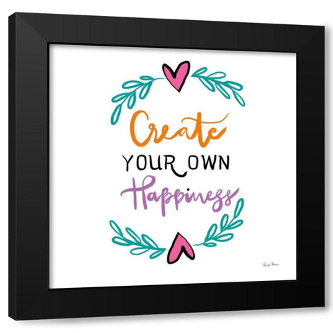 Create Your Own Happiness Black Modern Wood Framed Art Print with Double Matting by Zaman, Farida