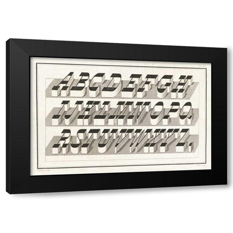 Bold Alphabet Black Modern Wood Framed Art Print with Double Matting by Wild Apple Portfolio