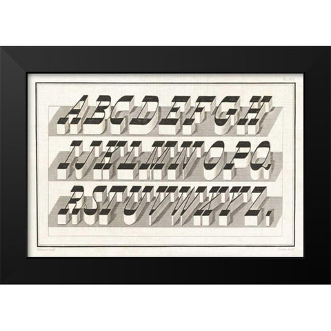 Bold Alphabet Black Modern Wood Framed Art Print by Wild Apple Portfolio