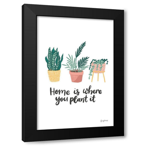 Plant It Retro Black Modern Wood Framed Art Print with Double Matting by Thorns, Becky