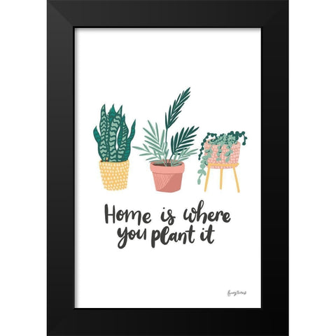 Plant It Retro Black Modern Wood Framed Art Print by Thorns, Becky