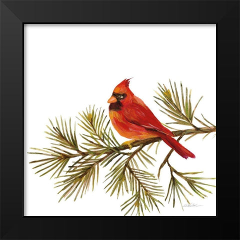 Cardinal Christmas V on White Black Modern Wood Framed Art Print by Vassileva, Silvia