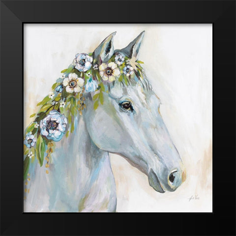 Lovely I Blue Flowers Black Modern Wood Framed Art Print by Vertentes, Jeanette