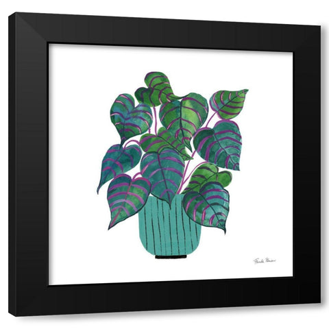 Potted Jewels I Aqua Black Modern Wood Framed Art Print with Double Matting by Zaman, Farida