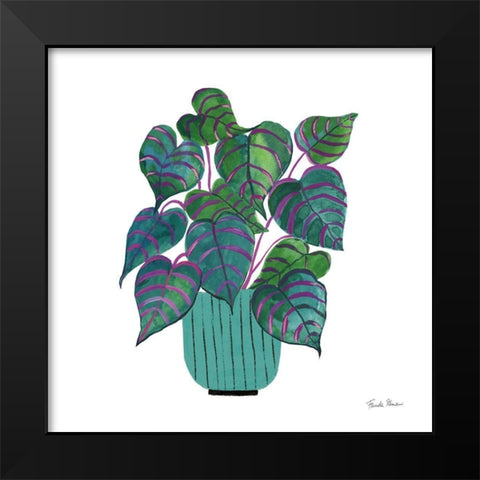 Potted Jewels I Aqua Black Modern Wood Framed Art Print by Zaman, Farida