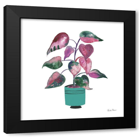 Potted Jewels II Aqua Black Modern Wood Framed Art Print by Zaman, Farida