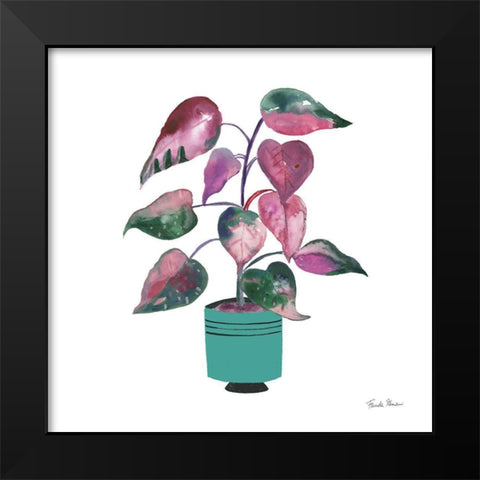 Potted Jewels II Aqua Black Modern Wood Framed Art Print by Zaman, Farida