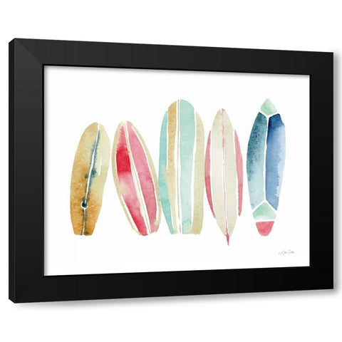 Surfboards in a Row Black Modern Wood Framed Art Print by Pete, Katrina
