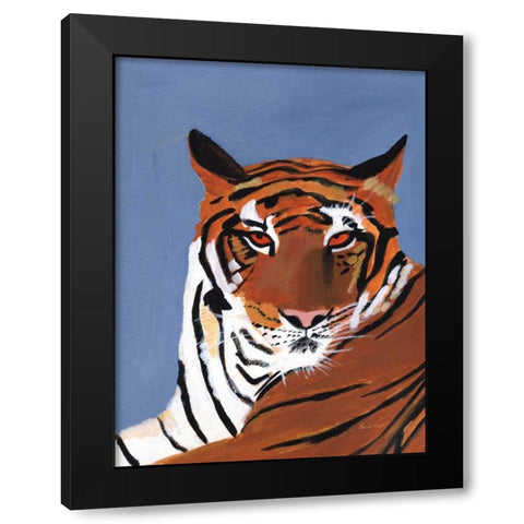 Colorful Tiger Black Modern Wood Framed Art Print with Double Matting by Munger, Pamela