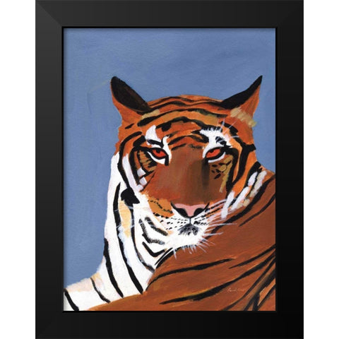 Colorful Tiger Black Modern Wood Framed Art Print by Munger, Pamela