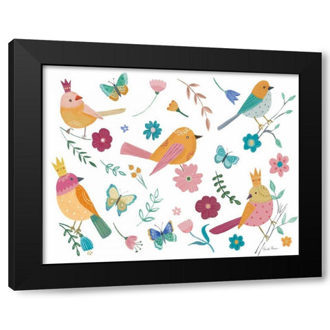 Royal Birds I White Black Modern Wood Framed Art Print with Double Matting by Zaman, Farida