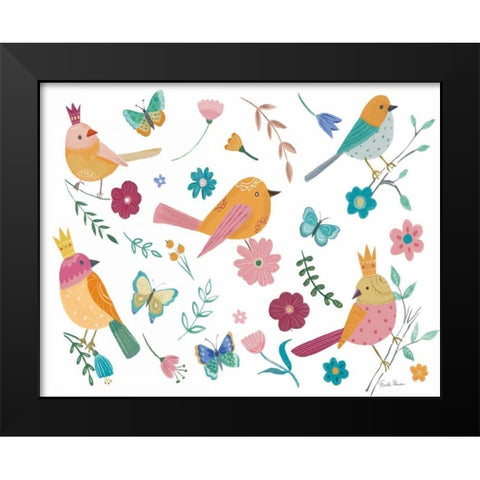 Royal Birds I White Black Modern Wood Framed Art Print by Zaman, Farida