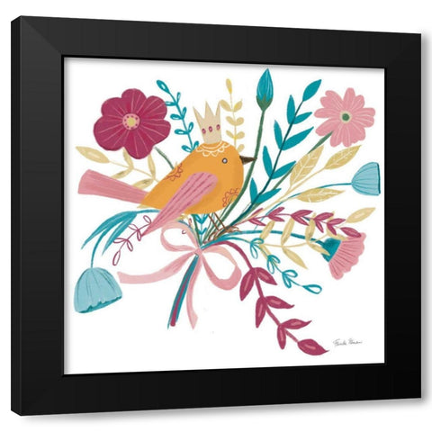 Royal Birds II White Black Modern Wood Framed Art Print with Double Matting by Zaman, Farida