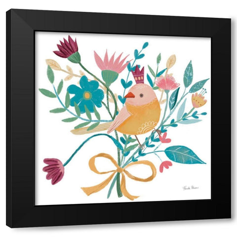 Royal Birds III White Black Modern Wood Framed Art Print with Double Matting by Zaman, Farida