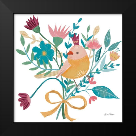 Royal Birds III White Black Modern Wood Framed Art Print by Zaman, Farida