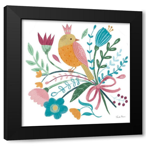 Royal Birds IV White Black Modern Wood Framed Art Print with Double Matting by Zaman, Farida