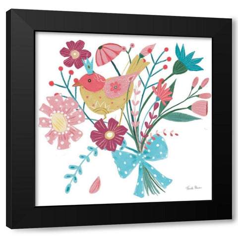 Royal Birds V White Black Modern Wood Framed Art Print with Double Matting by Zaman, Farida