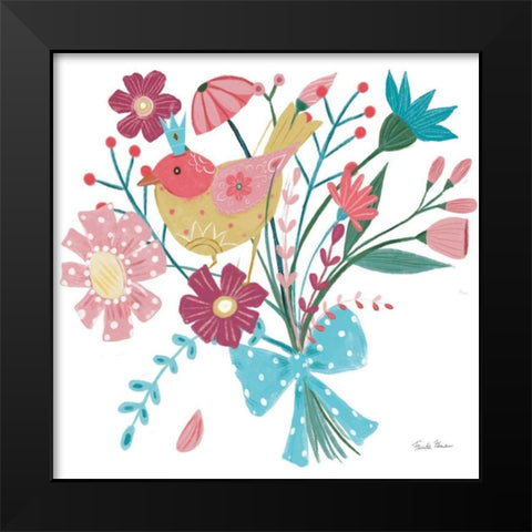 Royal Birds V White Black Modern Wood Framed Art Print by Zaman, Farida