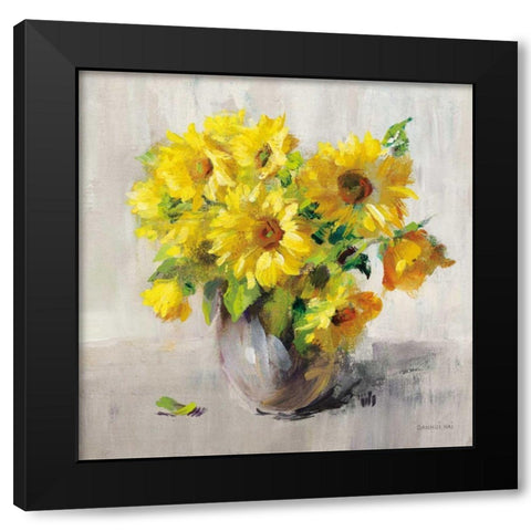Sunflower Still Life II on Gray Black Modern Wood Framed Art Print with Double Matting by Nai, Danhui