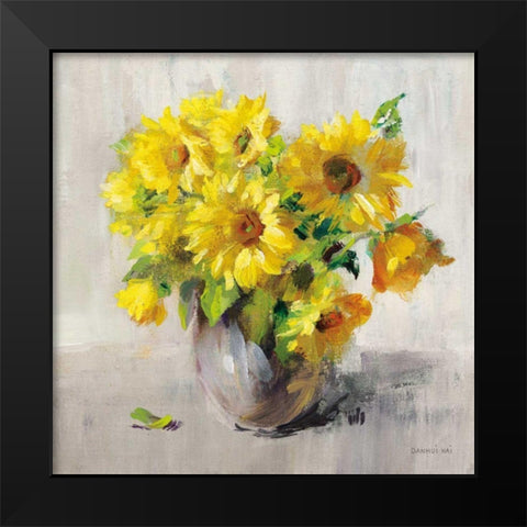 Sunflower Still Life II on Gray Black Modern Wood Framed Art Print by Nai, Danhui